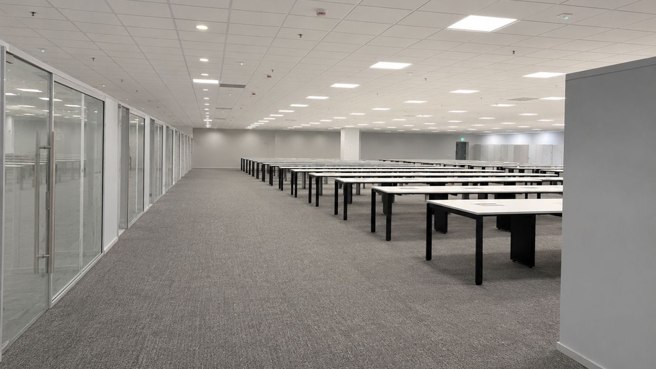 Modern glass partition systems for commercial interiors